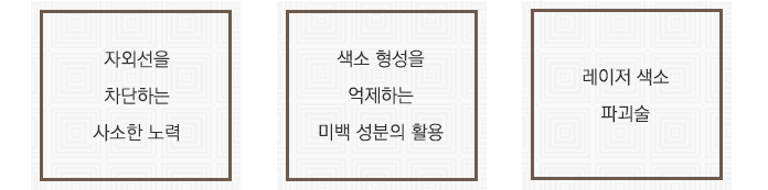 자외선을 차단하려는 사소한 노력. 색소 형성을 억제하는 미백 성분의 활용. 레이저 색소 파괴술.